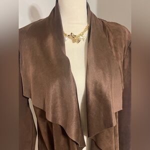 Alberto Makali Brown Blazer Waterfall Front Design